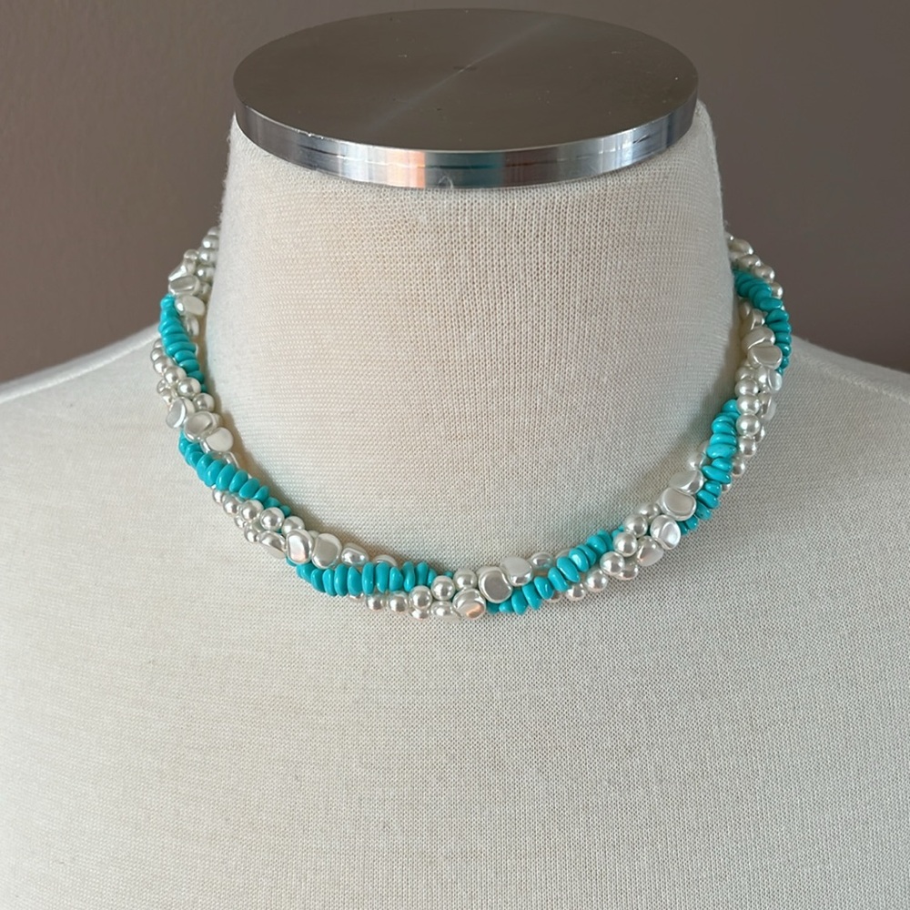 Avon Turquoise Impressions Torsade Necklace